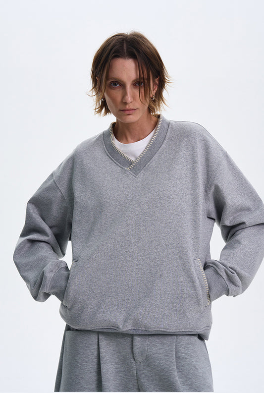 High-end V-neck sweatshirt
