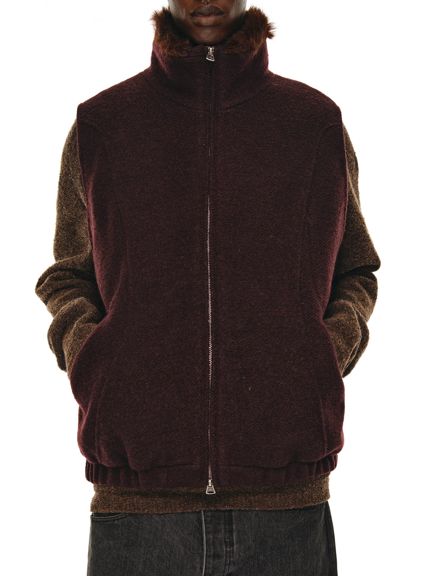 Fur Collar Stand Collar Vest
