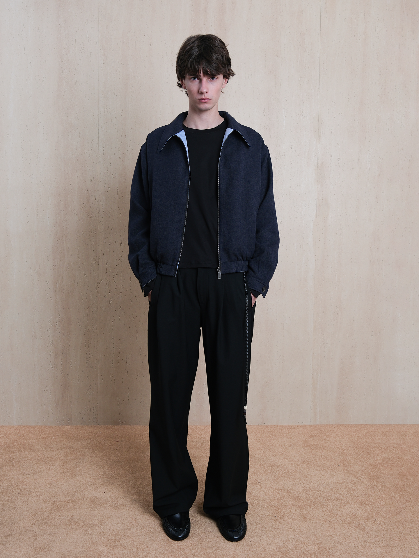 Pleated Wide-Leg Casual Pants