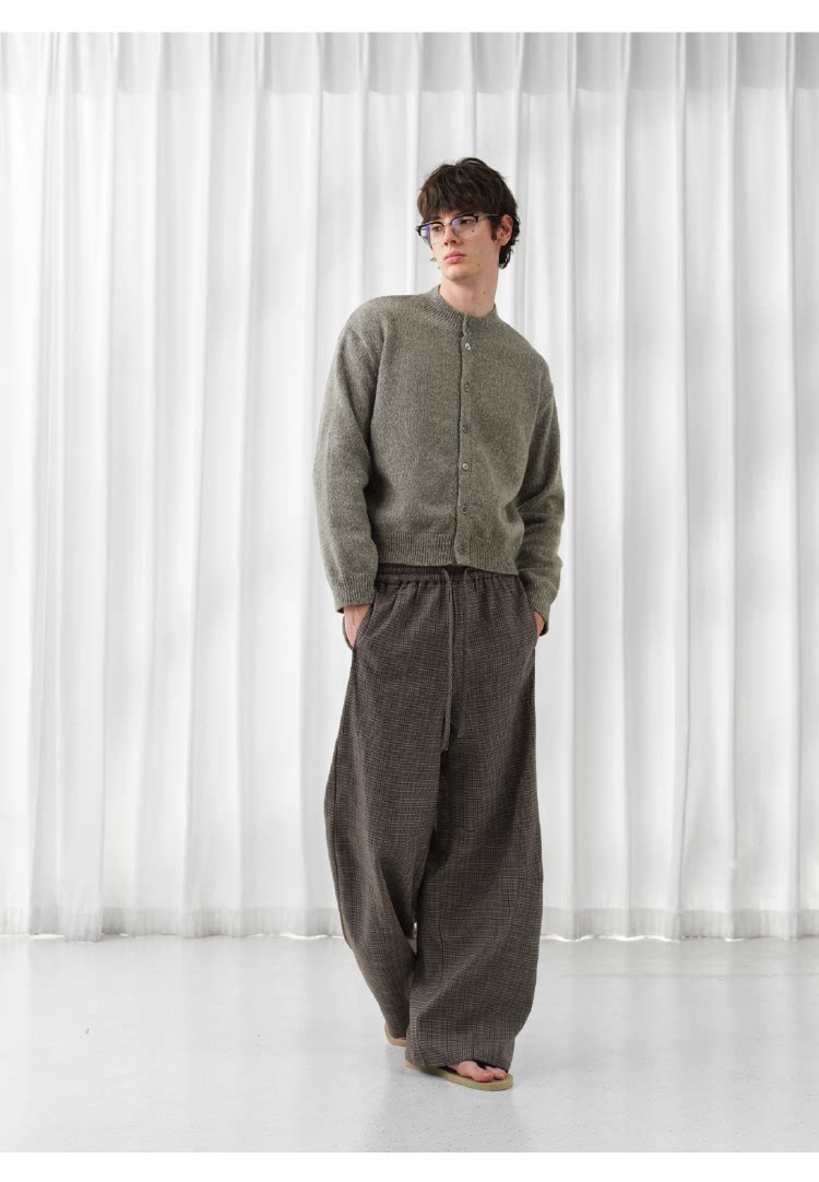 Houndstooth Wide-Leg Pants