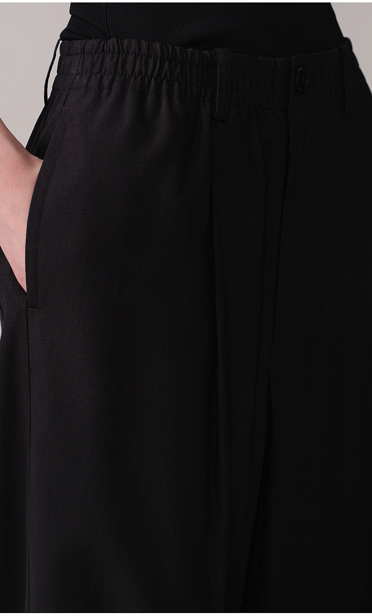 Straight-Leg Casual Pants with Elastic Waistband