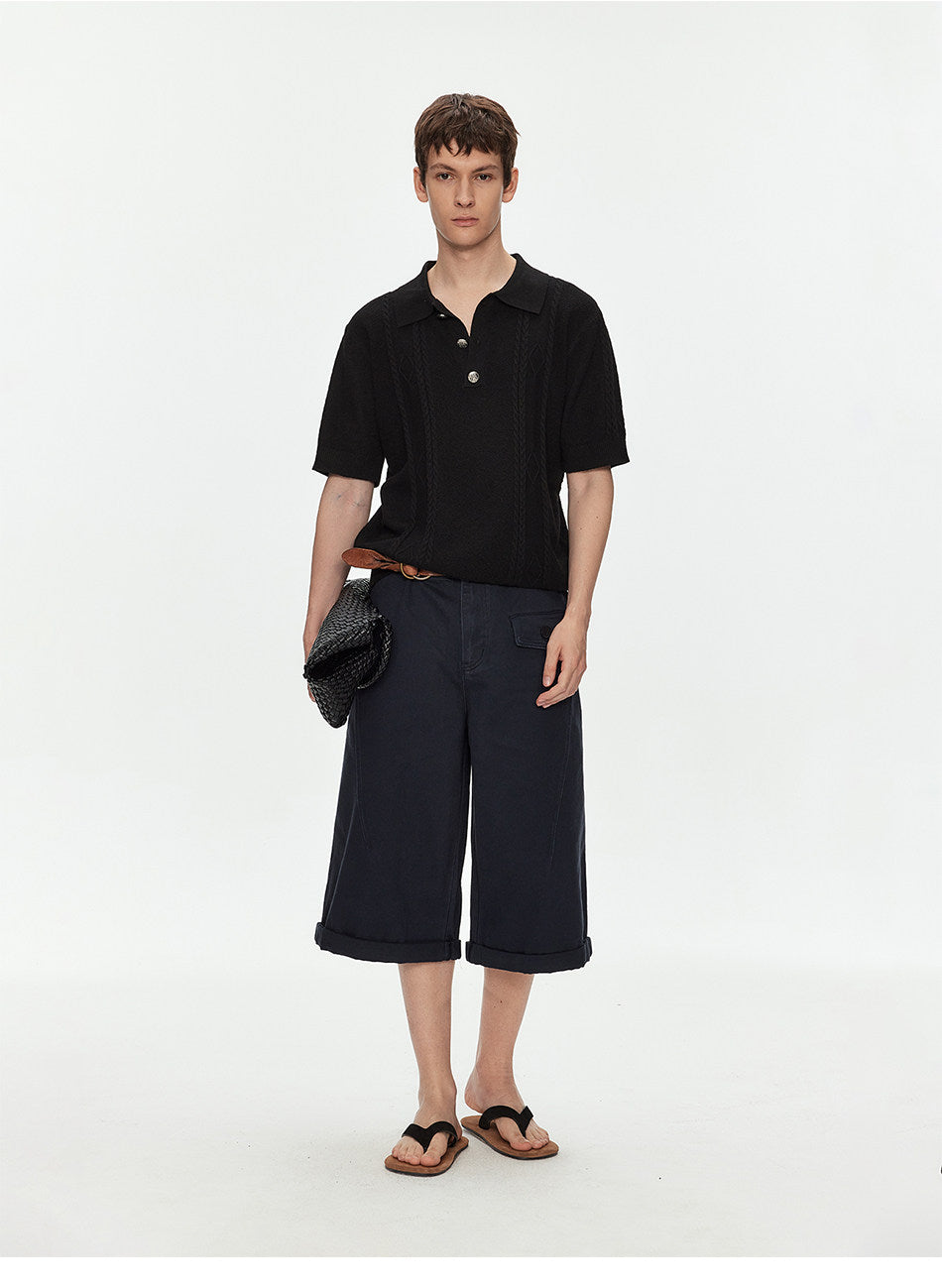 Wool-Blend Knit Polo Shirt