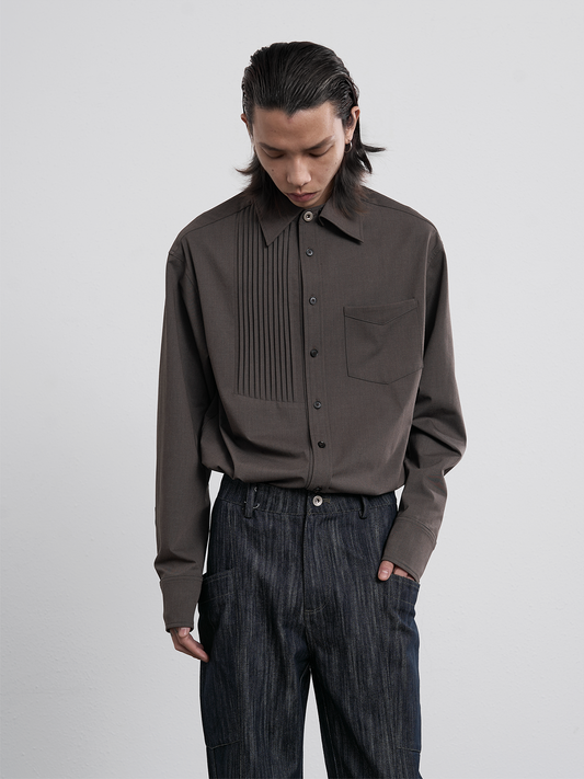 Pleated Straight Sleeve Shirt