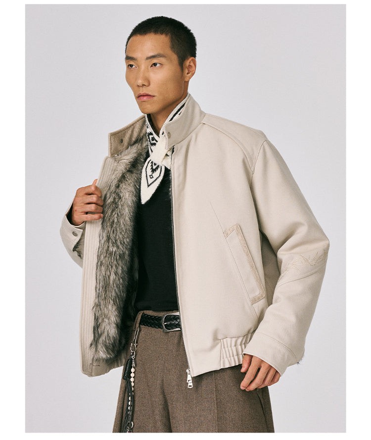 Stand Collar Embroidered Jacket