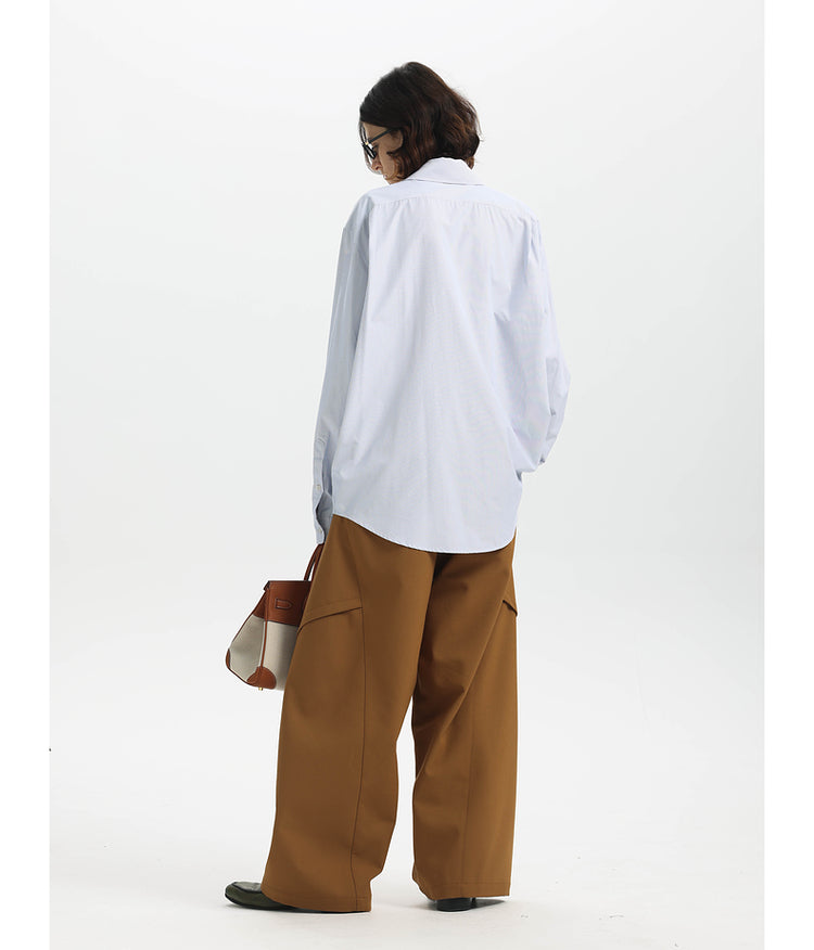 Striped Faux Tie Casual Shirt