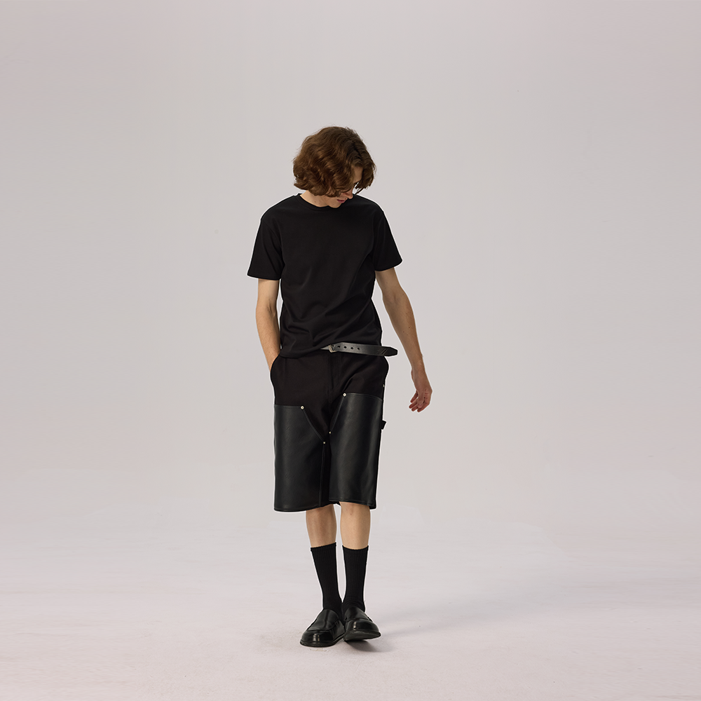 Leather cargo shorts