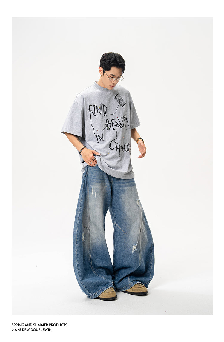 Graffiti Embroidered Loose T-Shirt