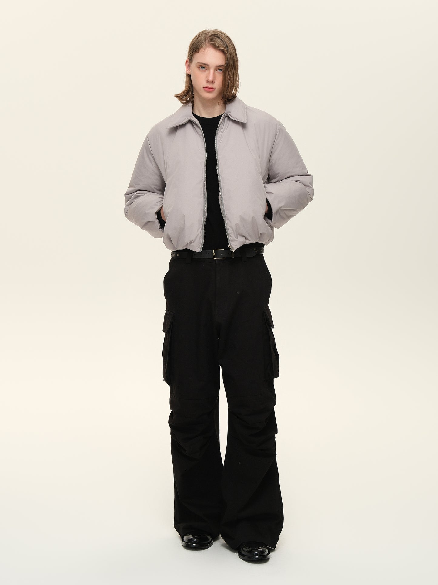 Knee-pleated Washed Casual Pants