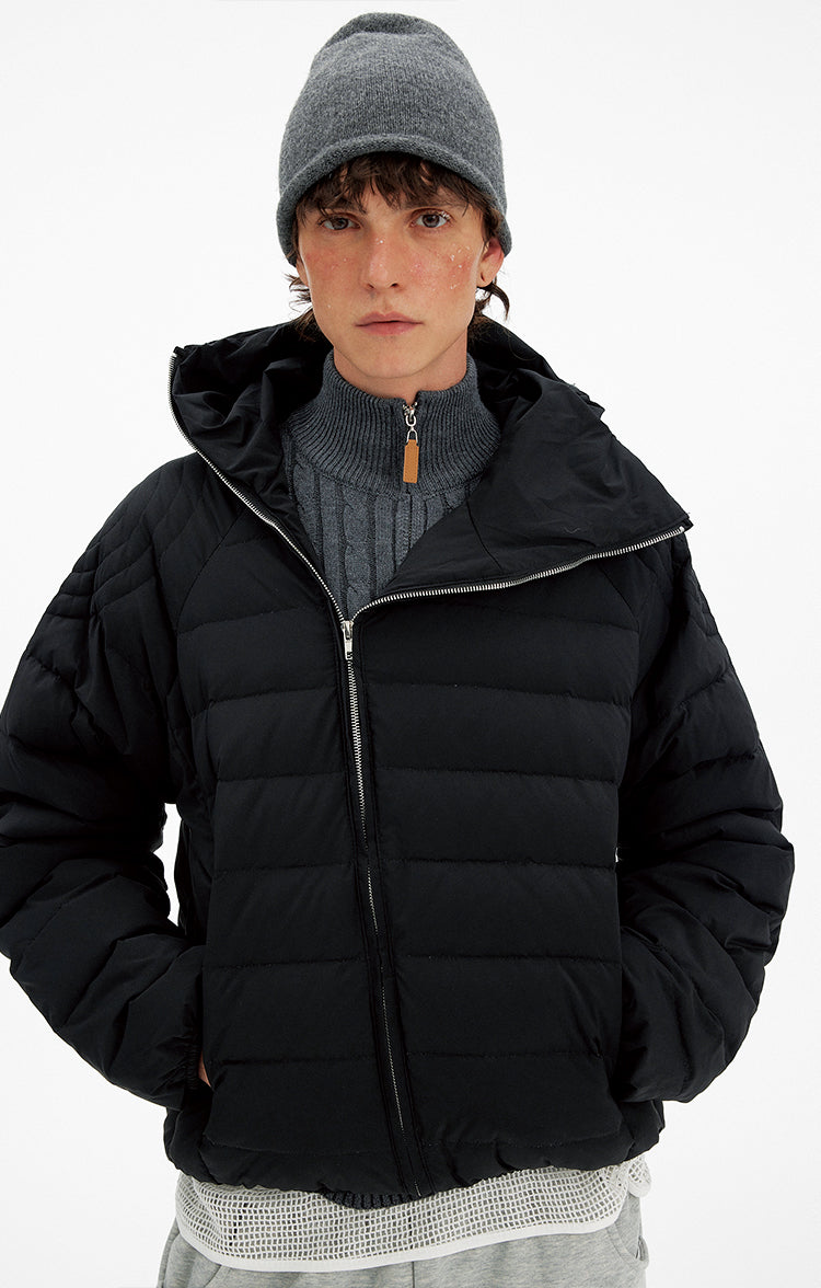 Unisex Diagonal Zipper Down Jacket