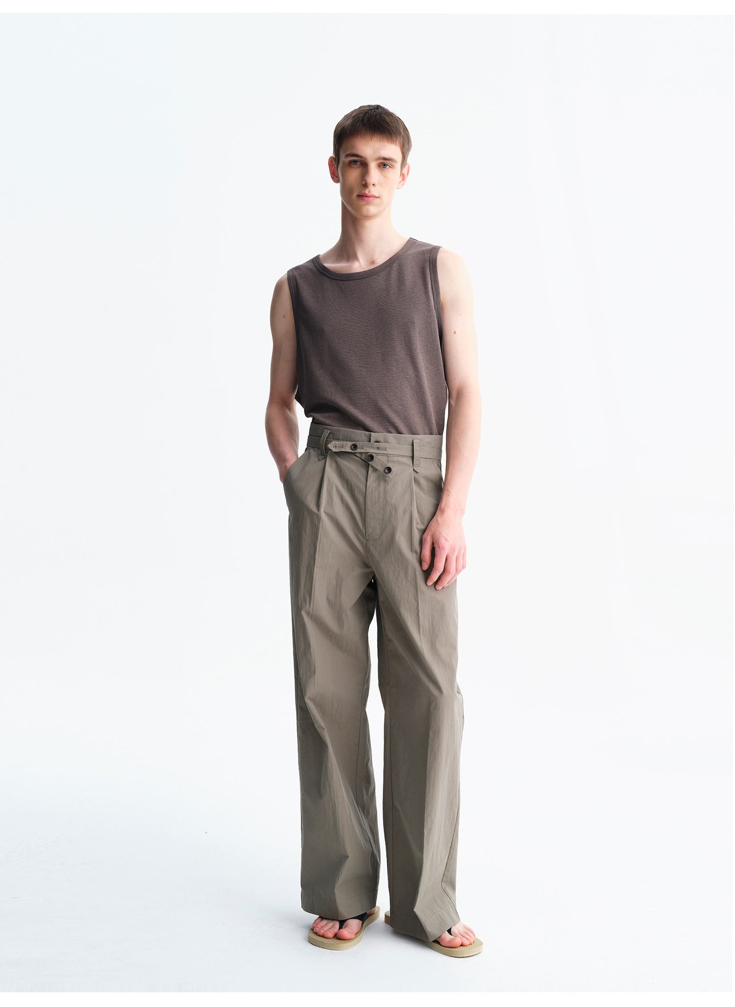 Casual Wide-Leg Pants with Detachable Belt