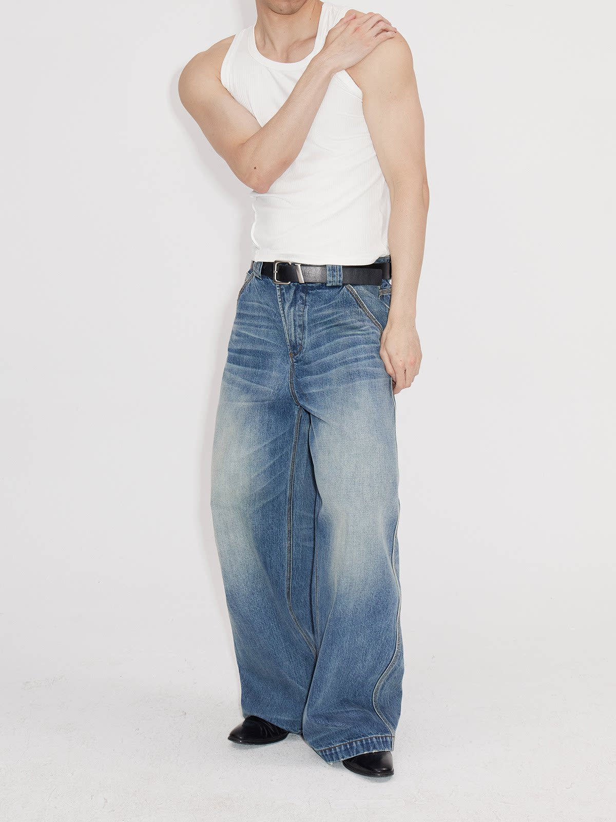 Asymmetrical Flap Jeans