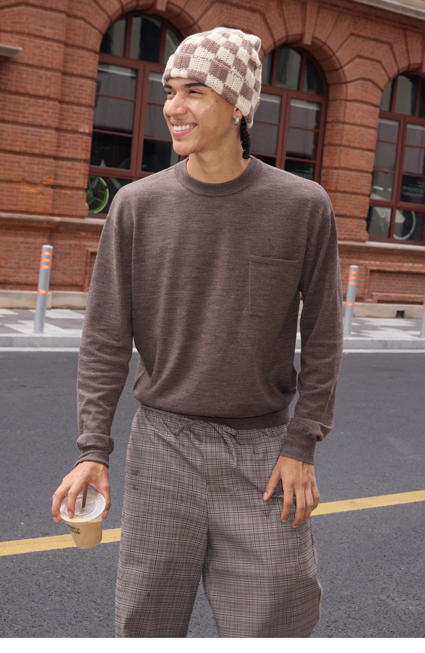 Crew-neck Sweater with Pockets