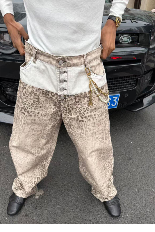 커스텀 호피무늬 캐주얼 팬츠