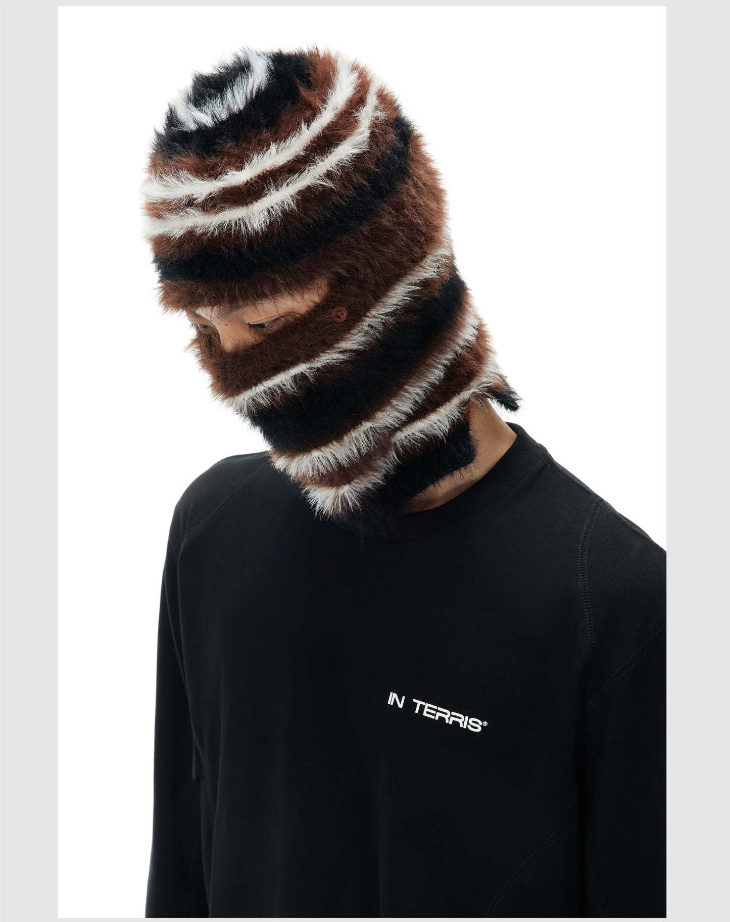 Striped Pullover Mink Knit Hat