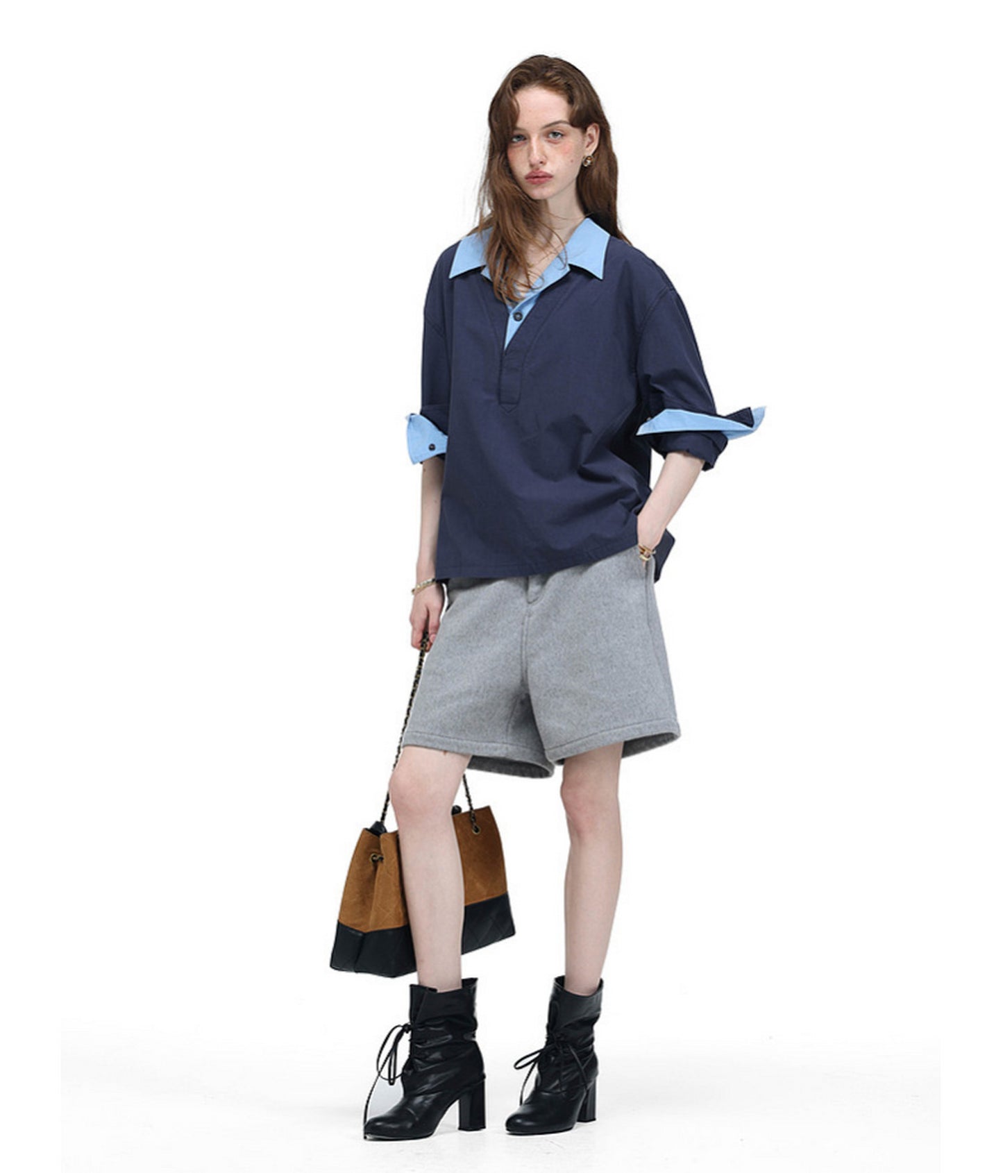 Color-Block Faux Two-Piece Shirt