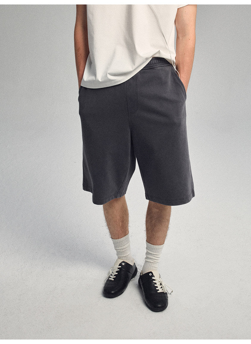 Vintage-Style Washed Sports Shorts