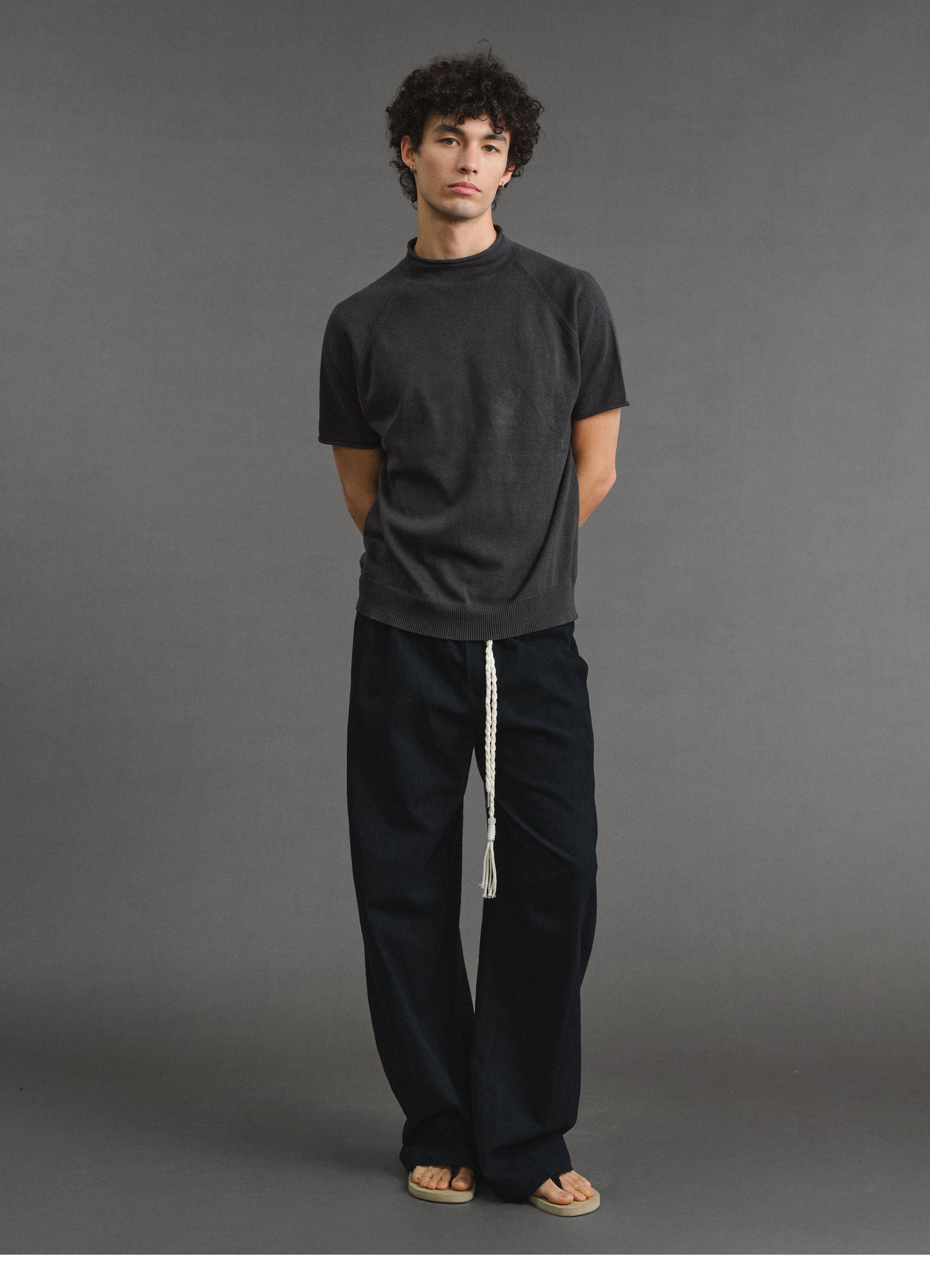 Relaxed Fit Curved-Cut Casual Pants