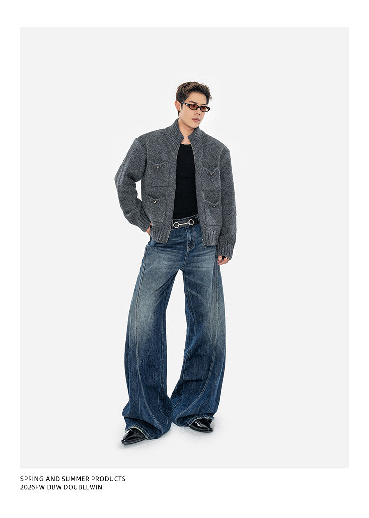 Heavyweight Sweater Jacket with Multiple Pockets