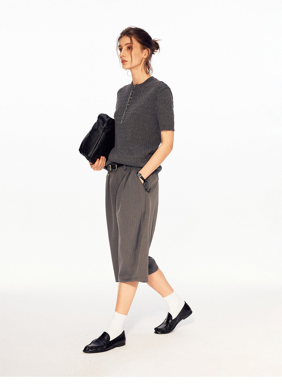 Henry-Collar Knit Shirt
