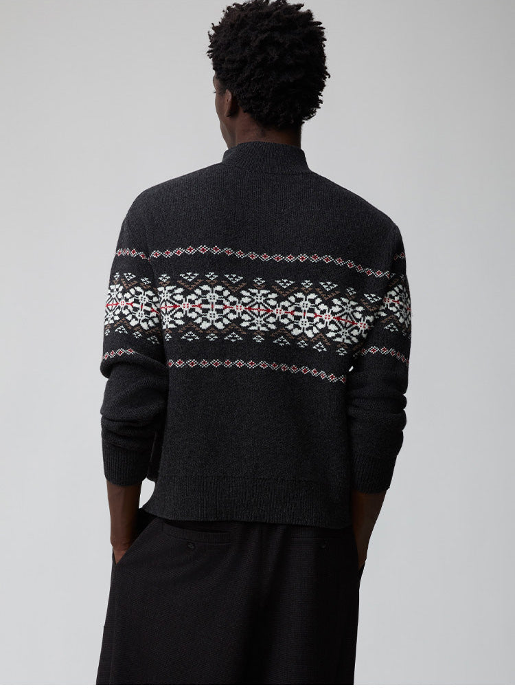 Thick Knit Stand Collar Jacket