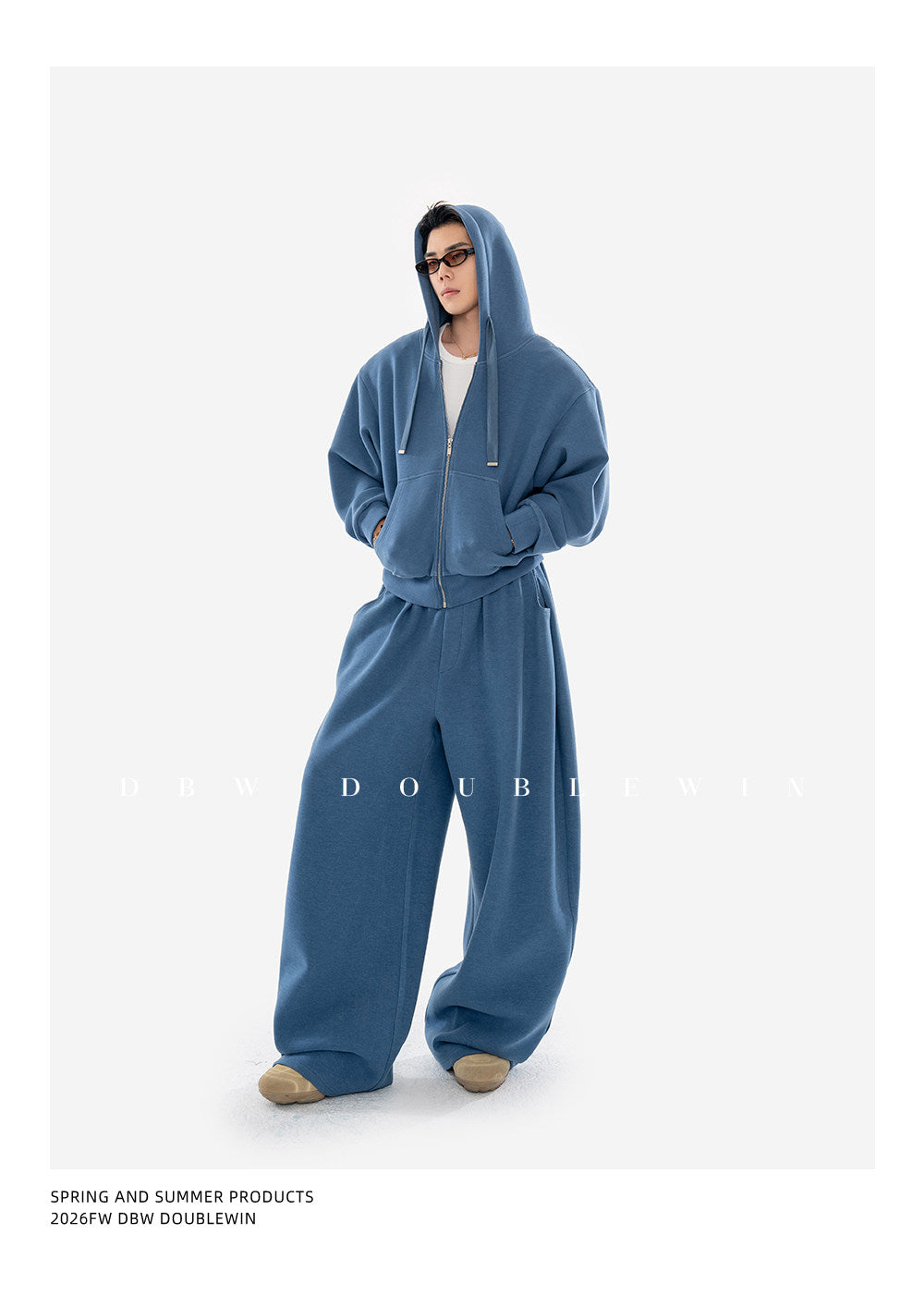 Hooded Sweatshirt Set with Shoulder Pads