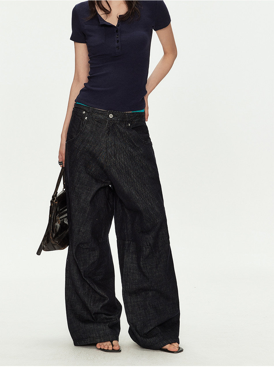Original Colored Jeans with Parisian-Style Buttons　