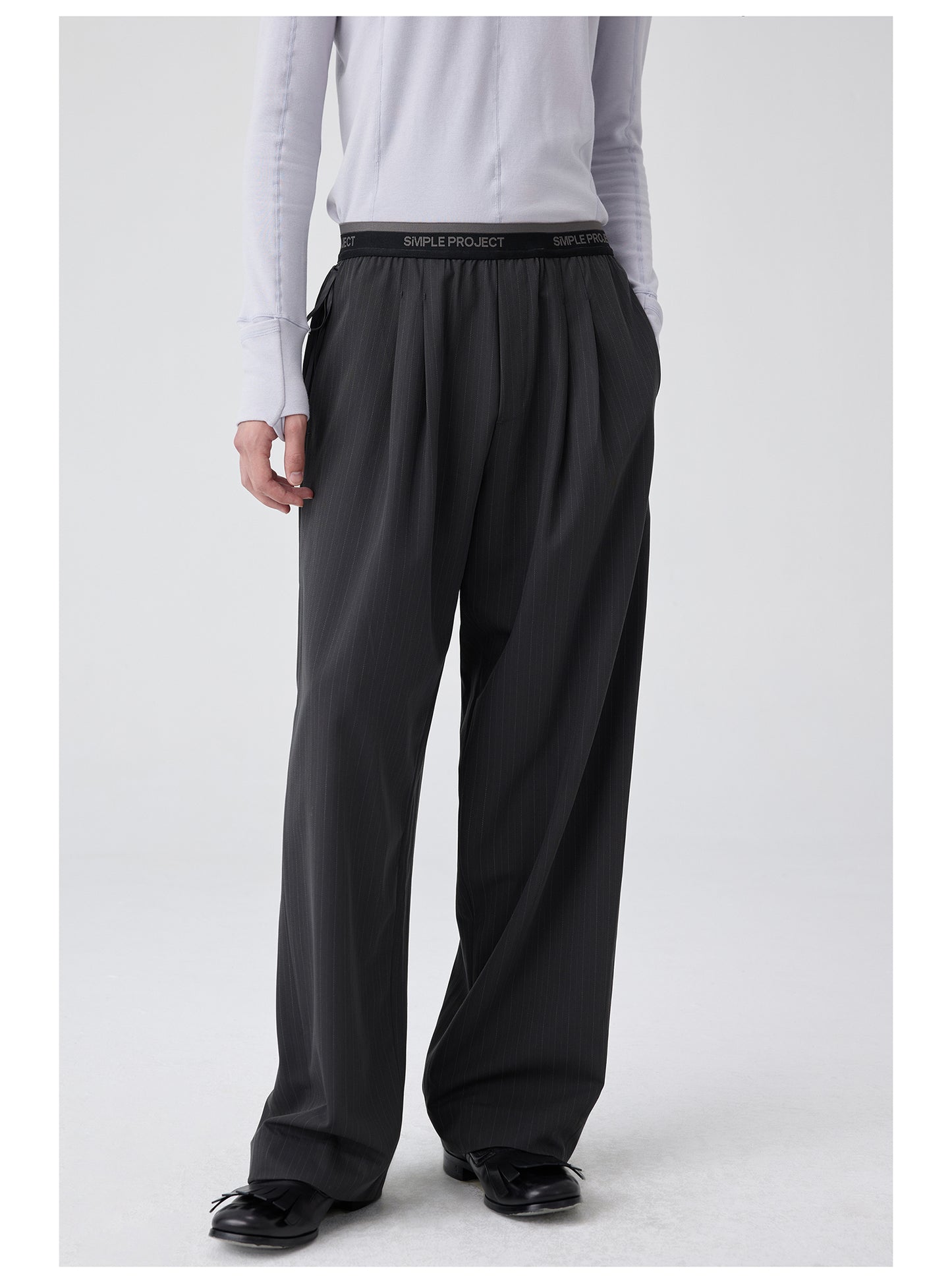 Logo Waistband Pleated Pants