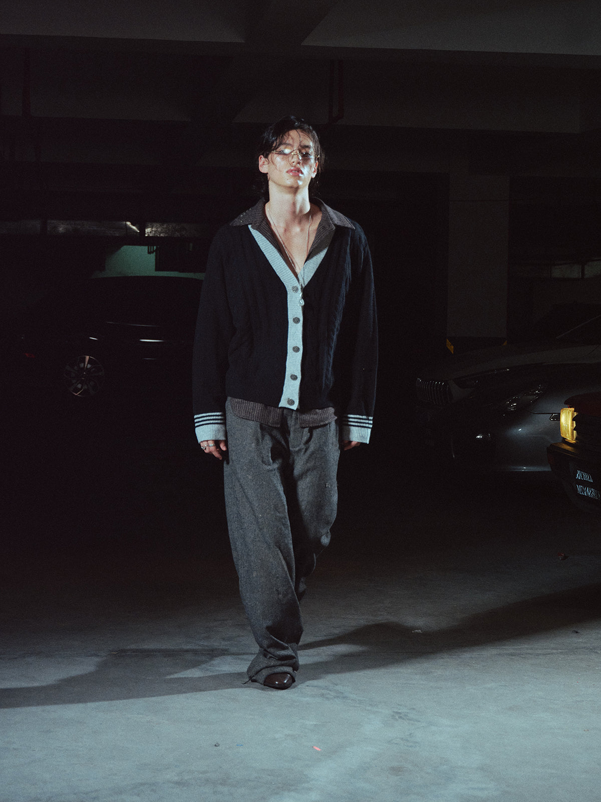 V-neck Cardigan with Metal Buttons