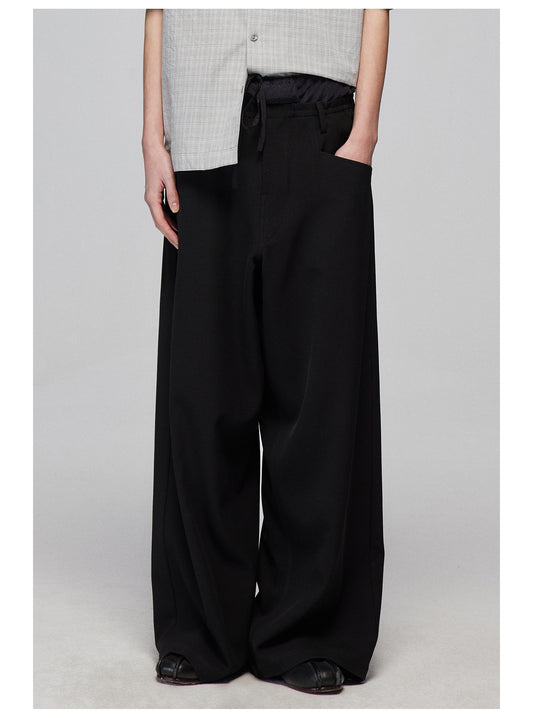 Faux two-piece casual pants