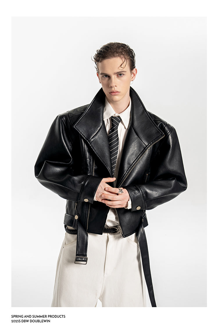 Shoulder-Waist Leather Jacket