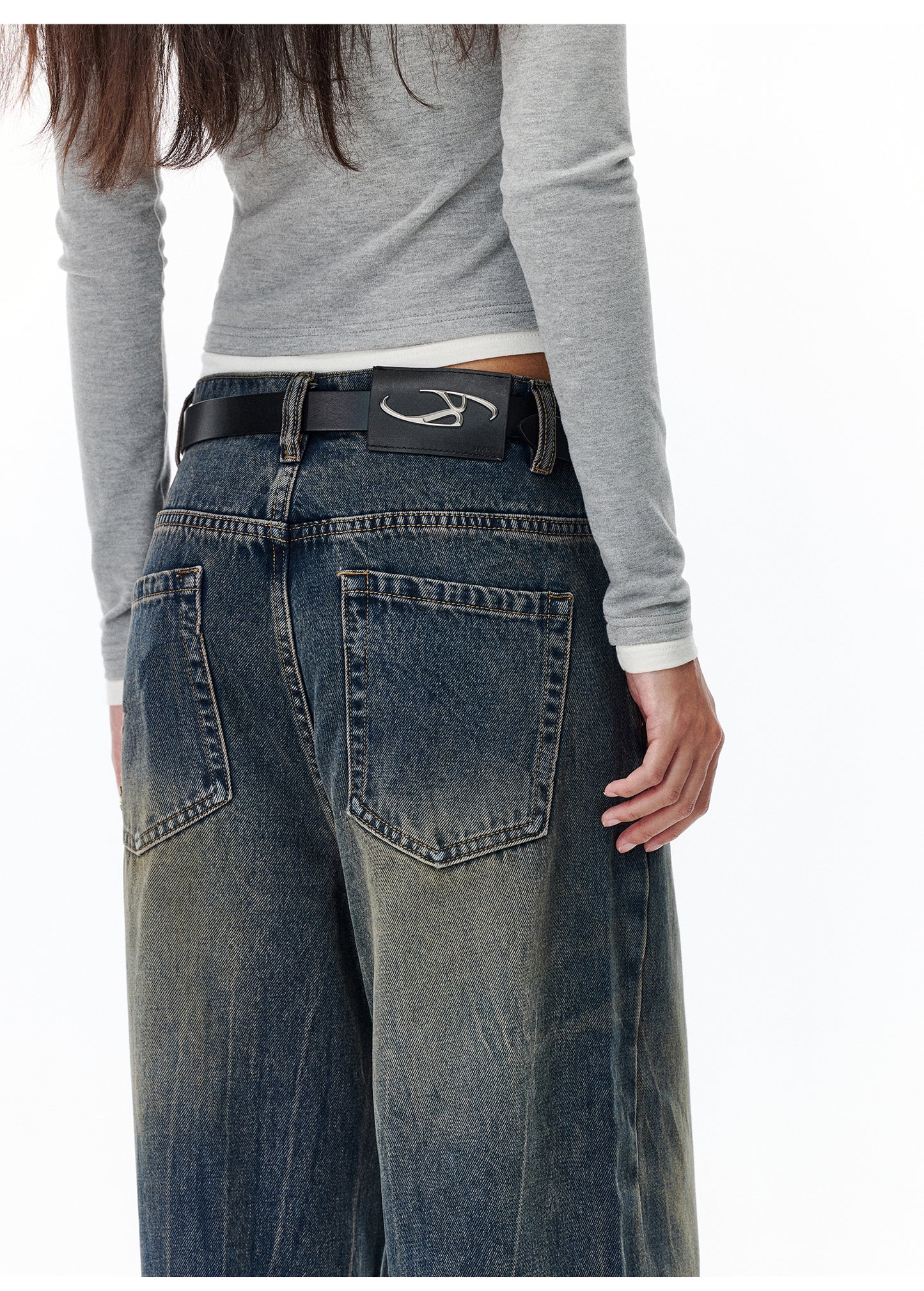 Damaged Draped Jeans