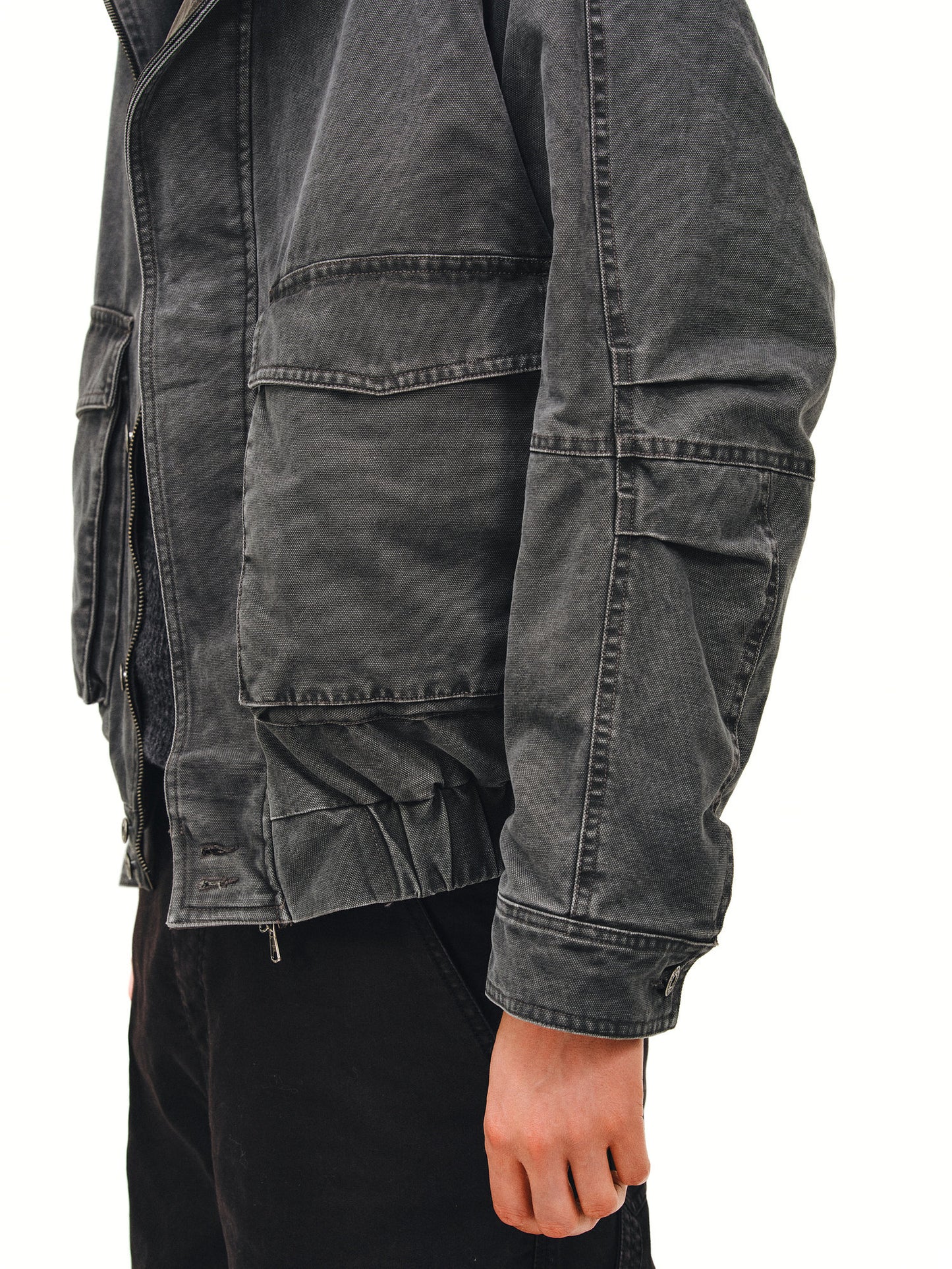 Distressed Stand Collar Jacket