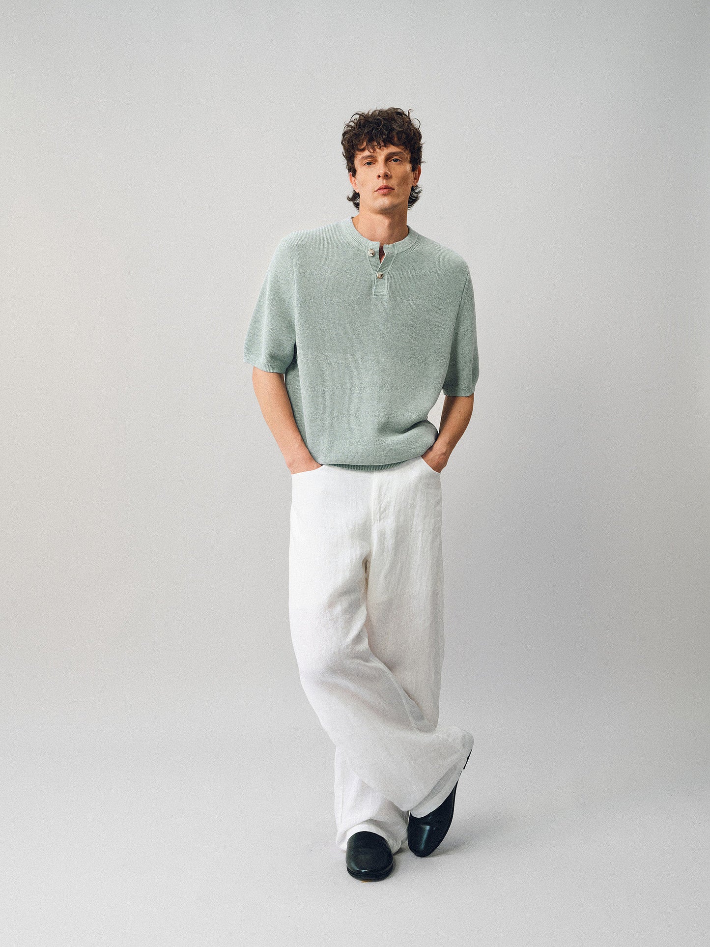Henley Neck Linen Knit