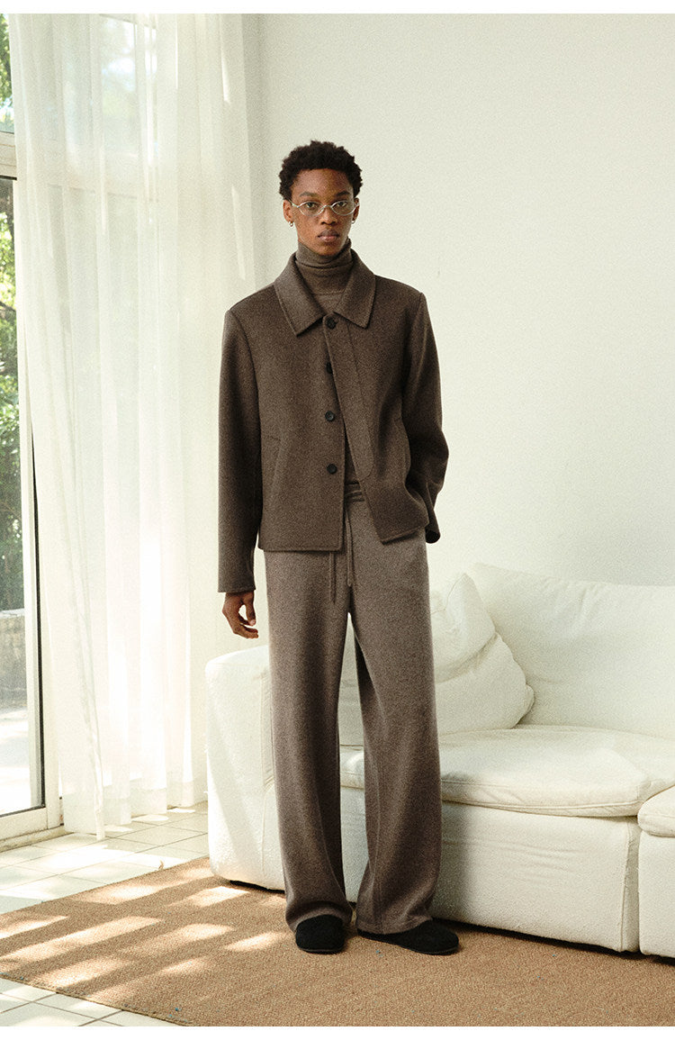 Straight-Leg Knit Casual Pants