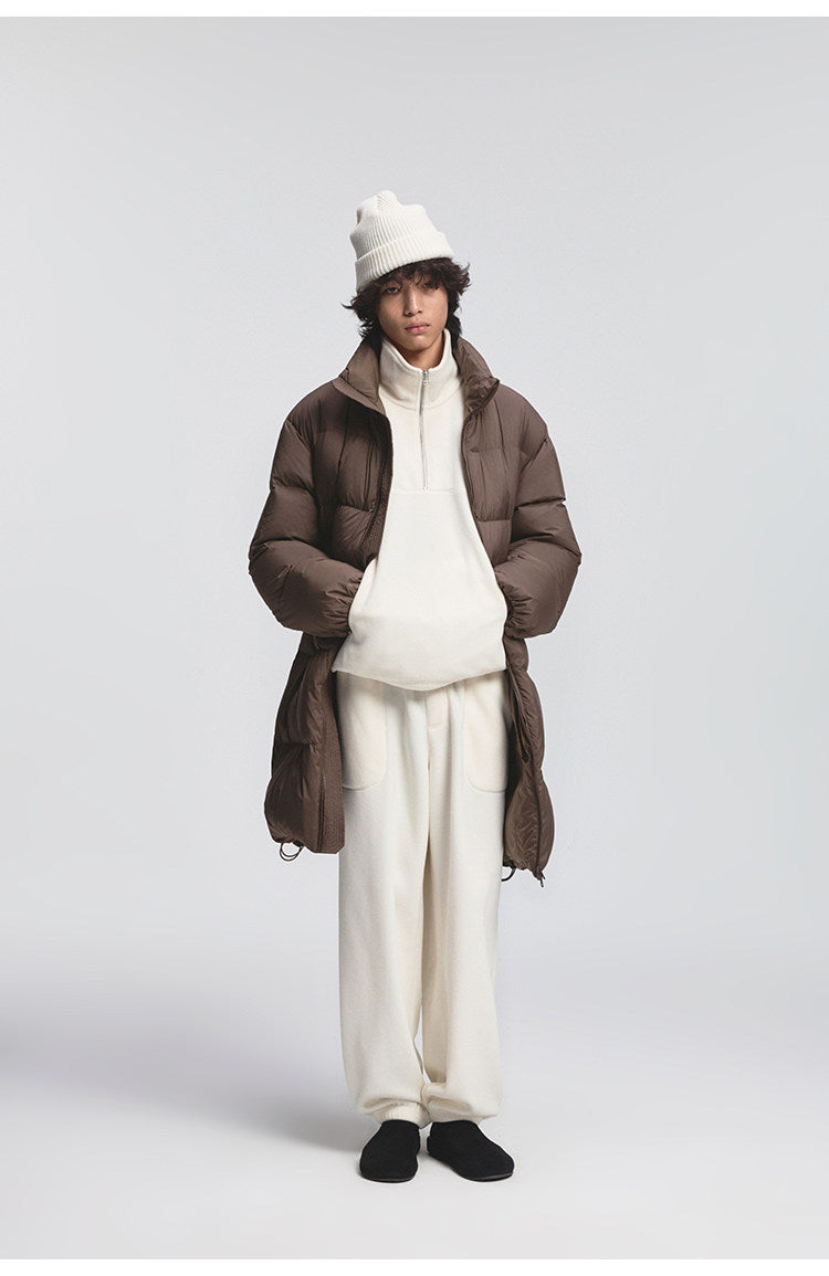 Lightweight Wrinkle-Processed Long Down Coat