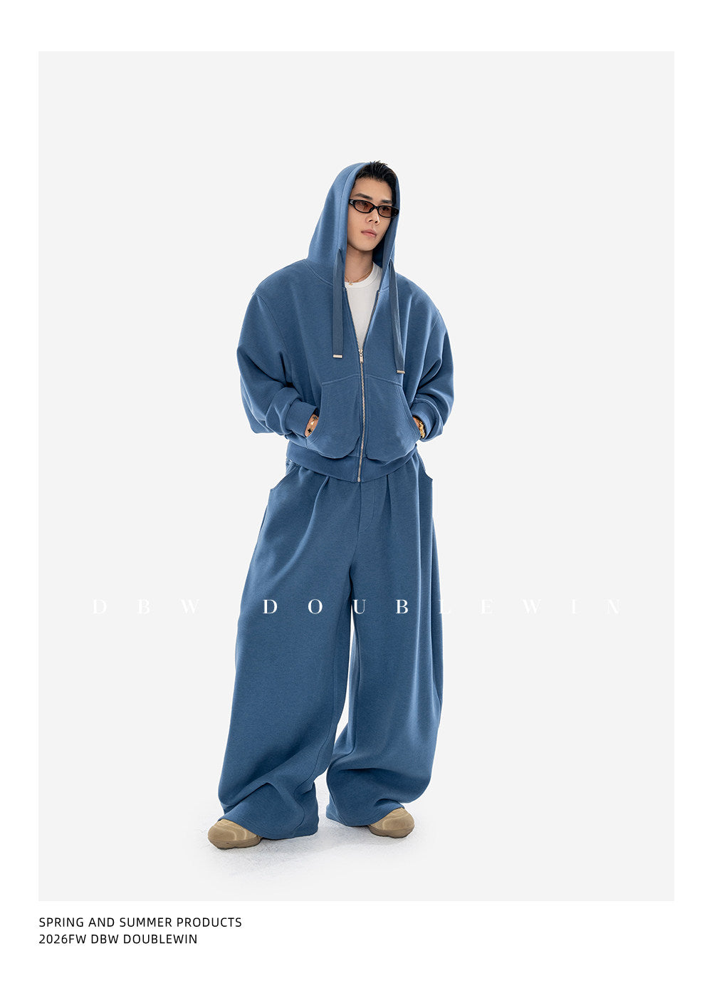 Hooded Sweatshirt Set with Shoulder Pads