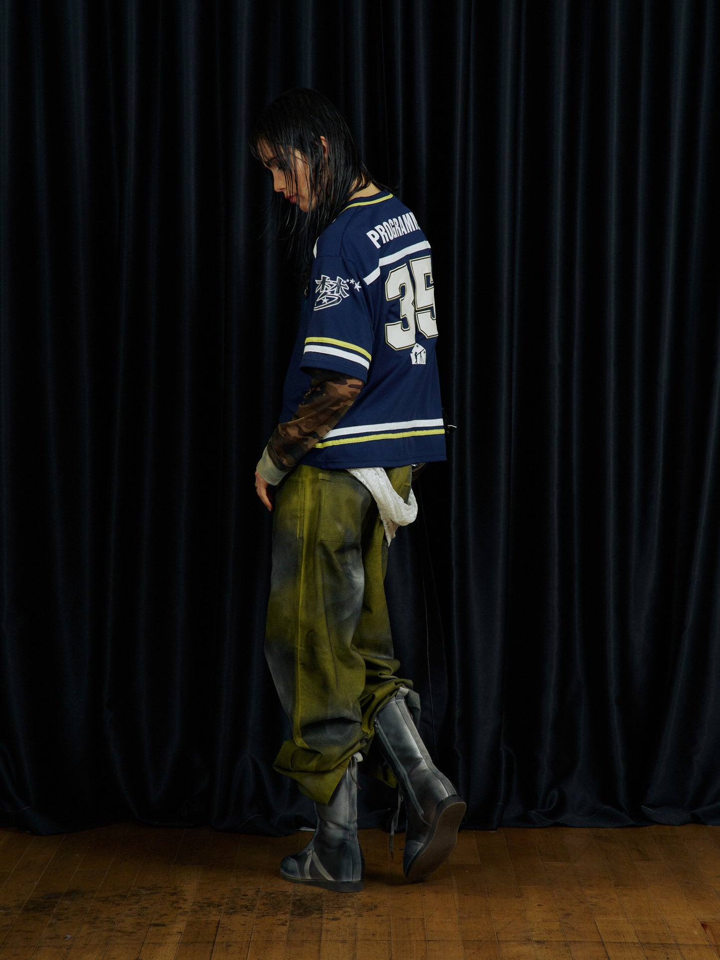 Hand-dyed Spray-Dye Straight Casual Pants