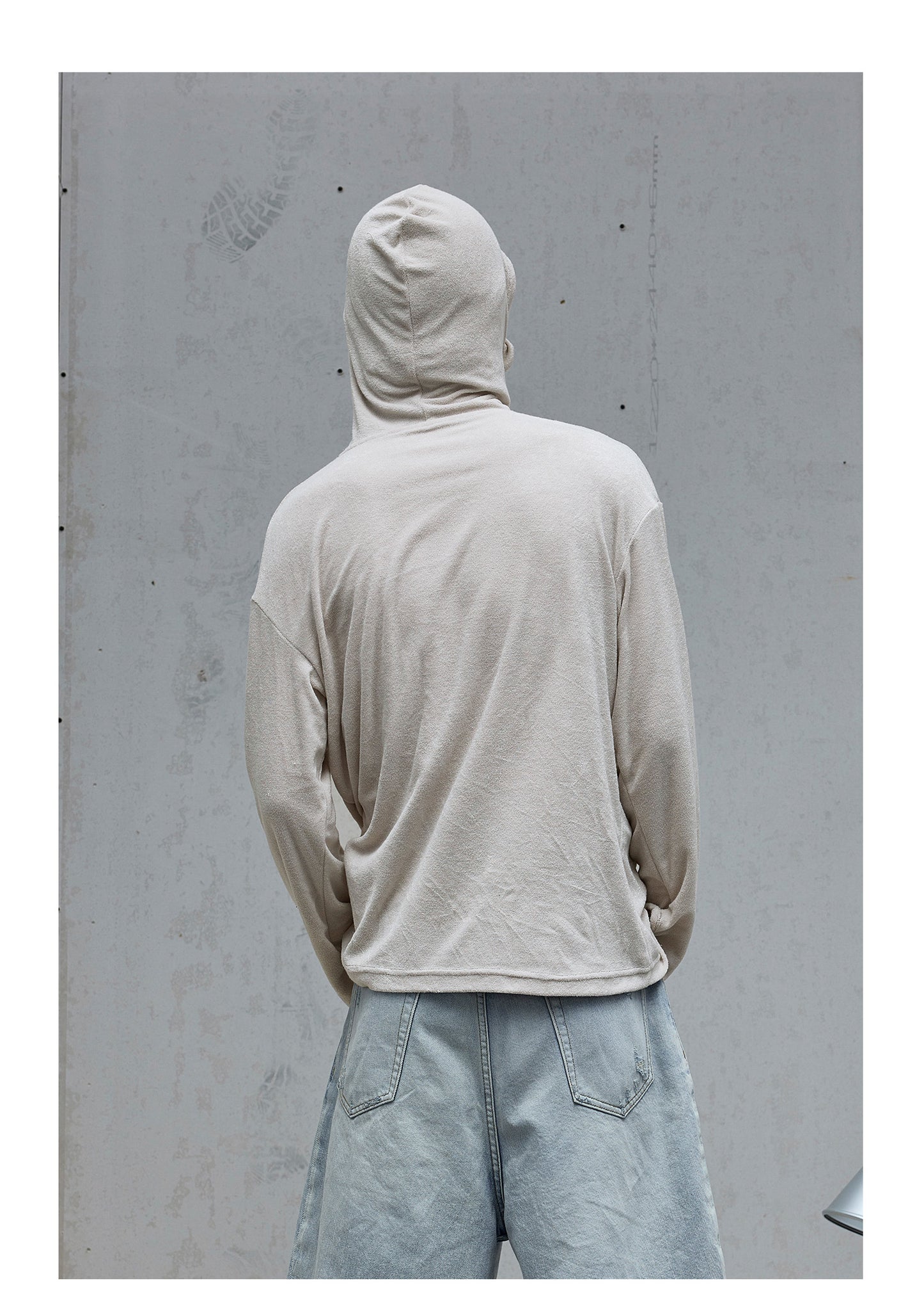 Hooded irregular zipper T-shirt