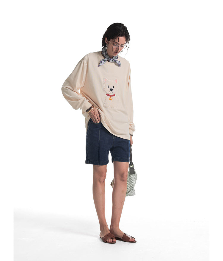 Appliqué embroidery T-shirt