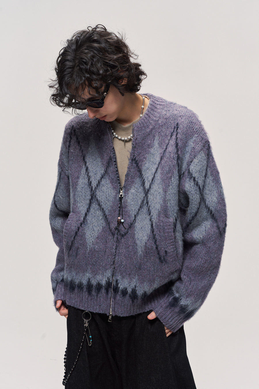 Fair Isle Wool Blend Zip Cardigan
