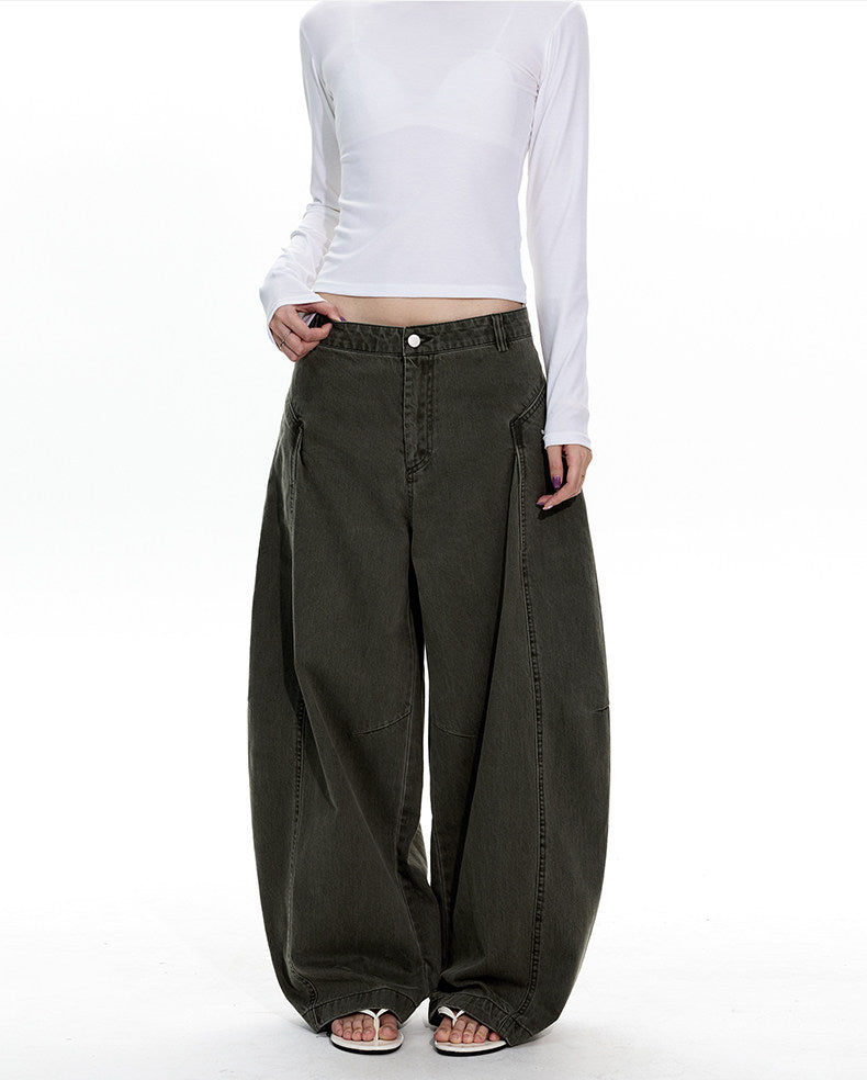 Deconstructed Wash Curved Blade Casual Pants
