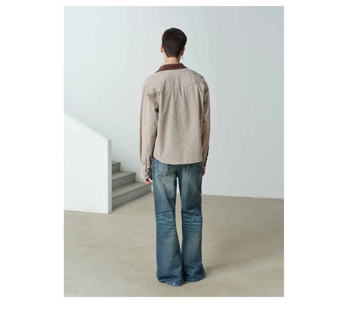 Suede Trim Collar Shirt