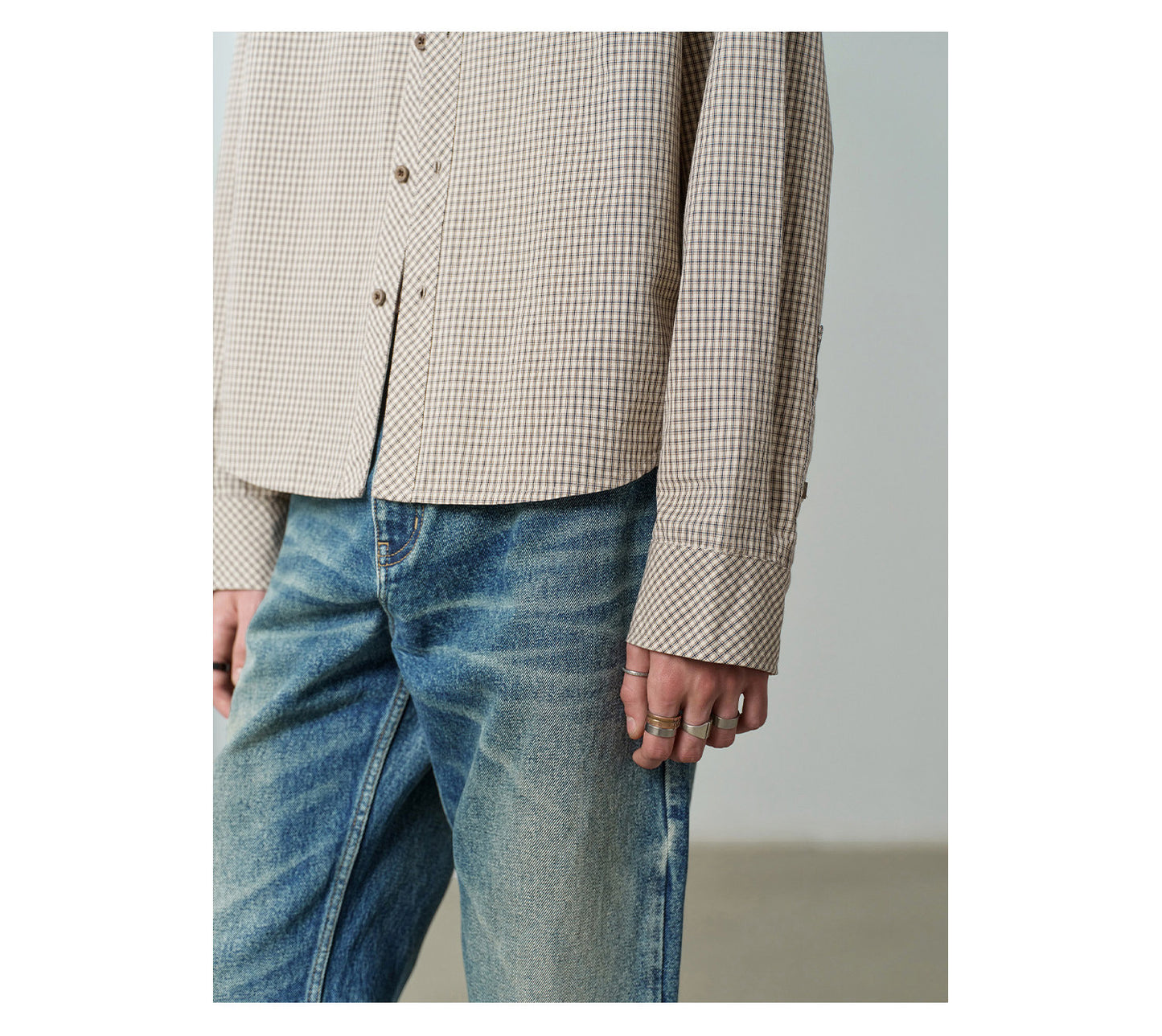 Suede Trim Collar Shirt