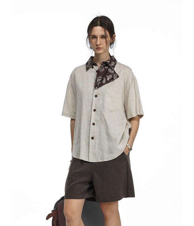 Faux Two-Piece Double-Placket Shirt