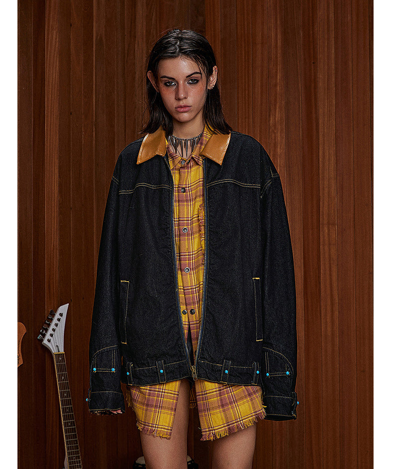 Contrast Lapel Denim Jacket