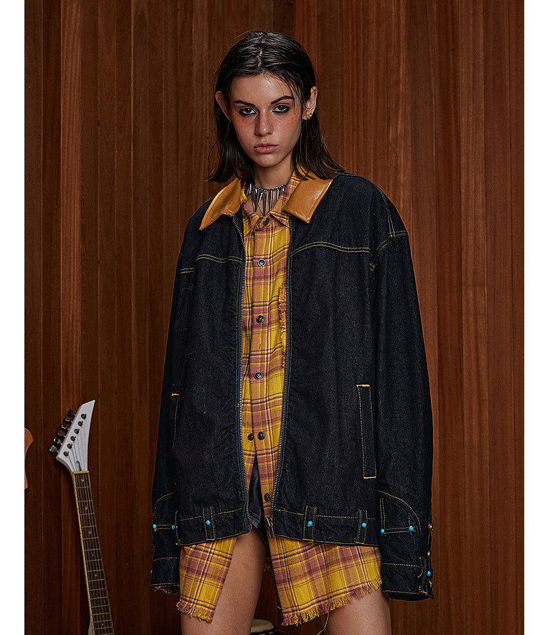 Contrast Lapel Denim Jacket