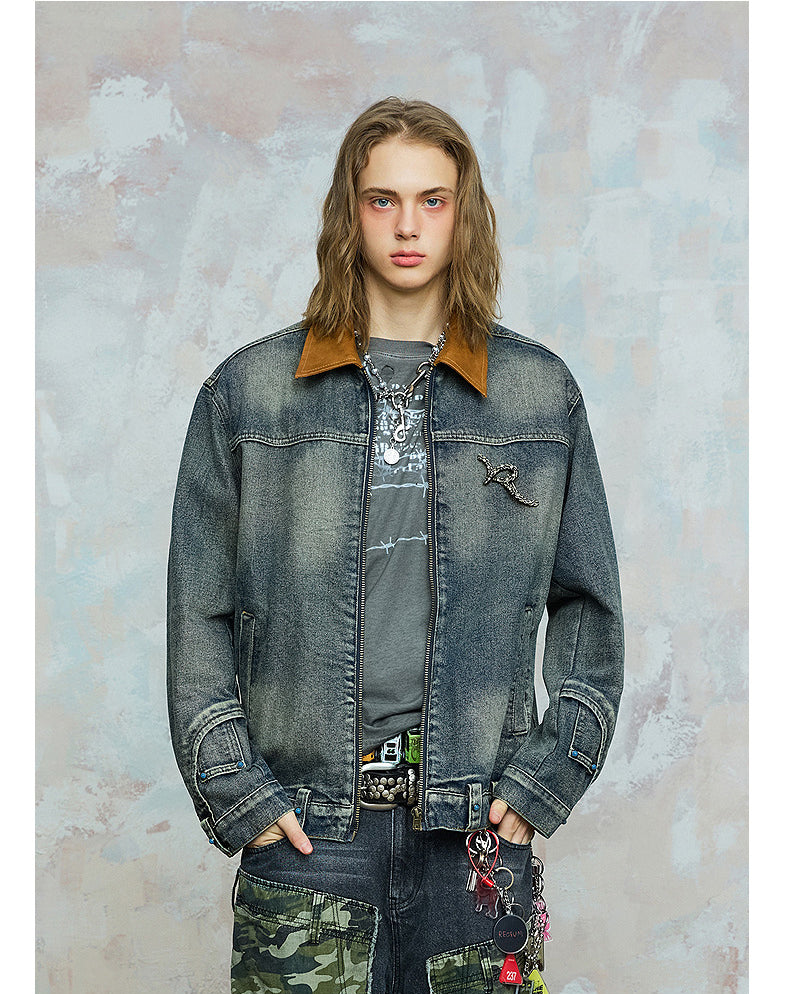 Contrast Lapel Denim Jacket
