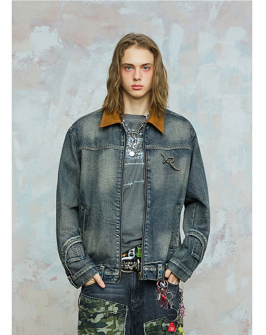 Contrast Lapel Denim Jacket