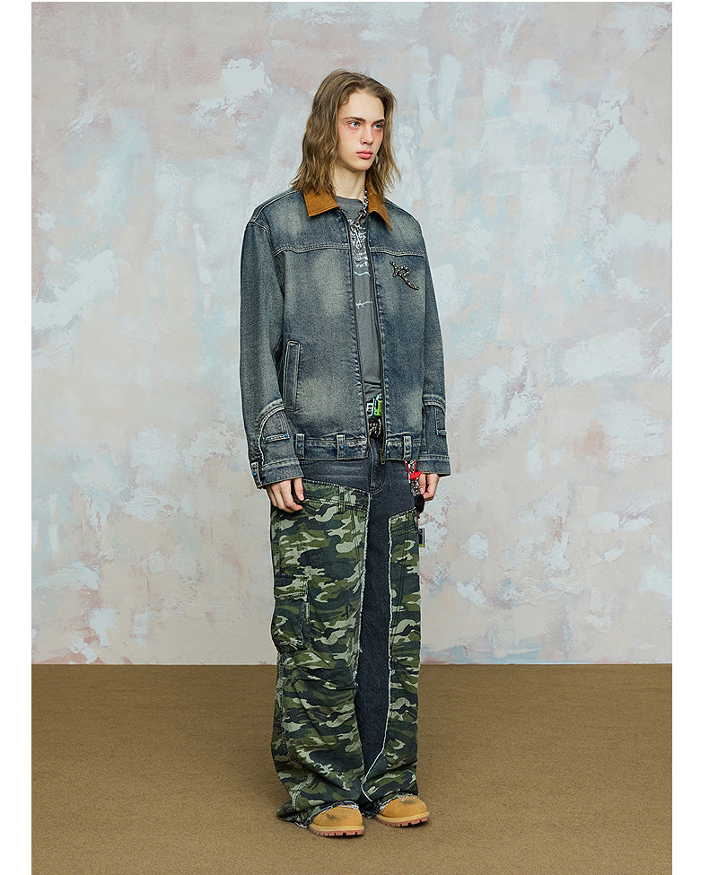 Contrast Lapel Denim Jacket