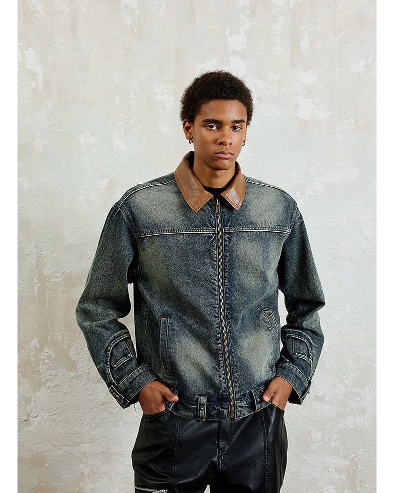 Contrast Lapel Denim Jacket